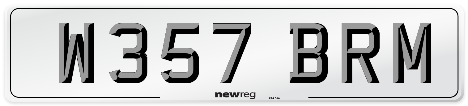 W357 BRM Number Plate from New Reg
